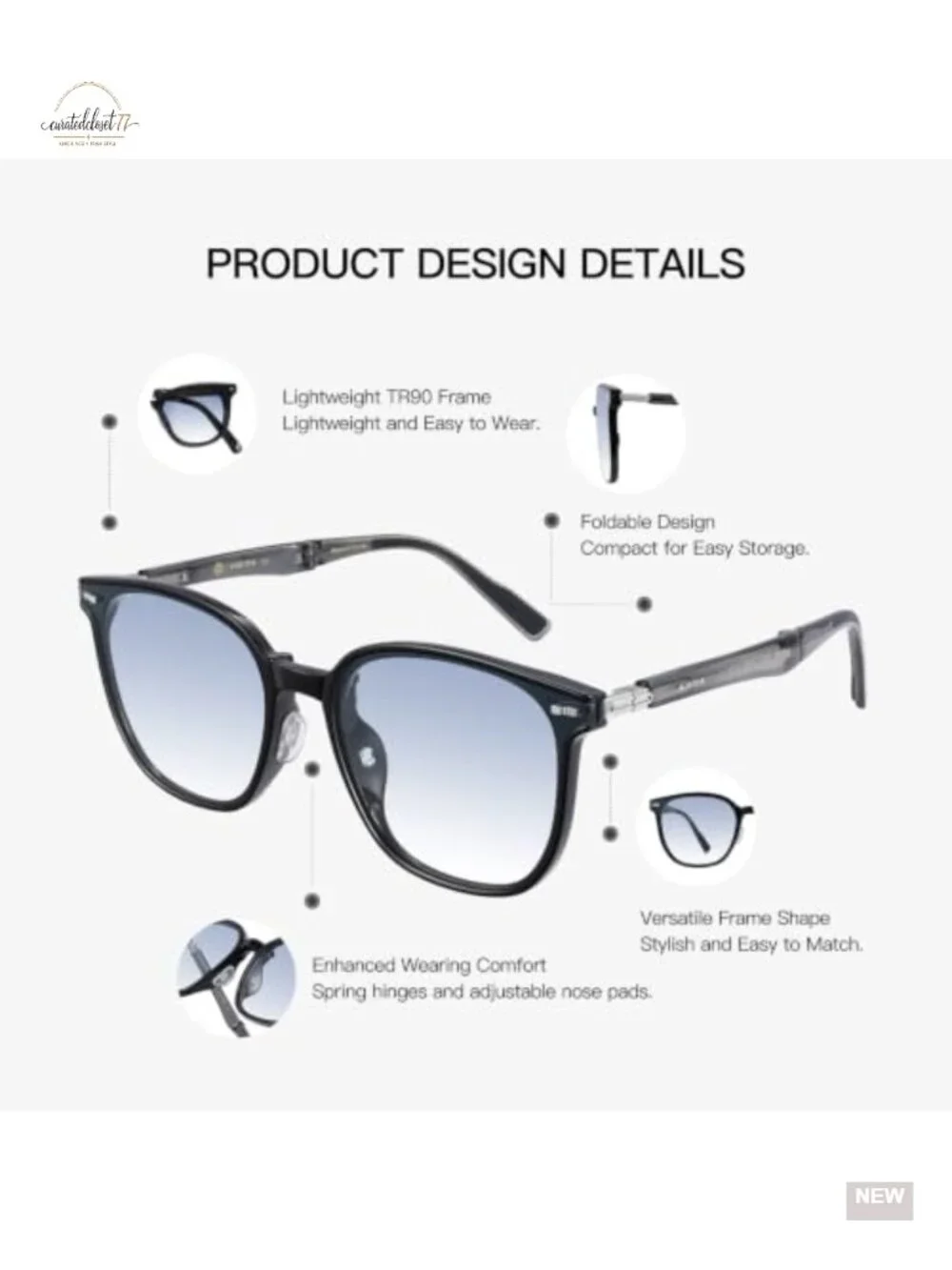 Foldable TR90 Round Square Sunglasses UV Protection Anti-Glare for Women Men